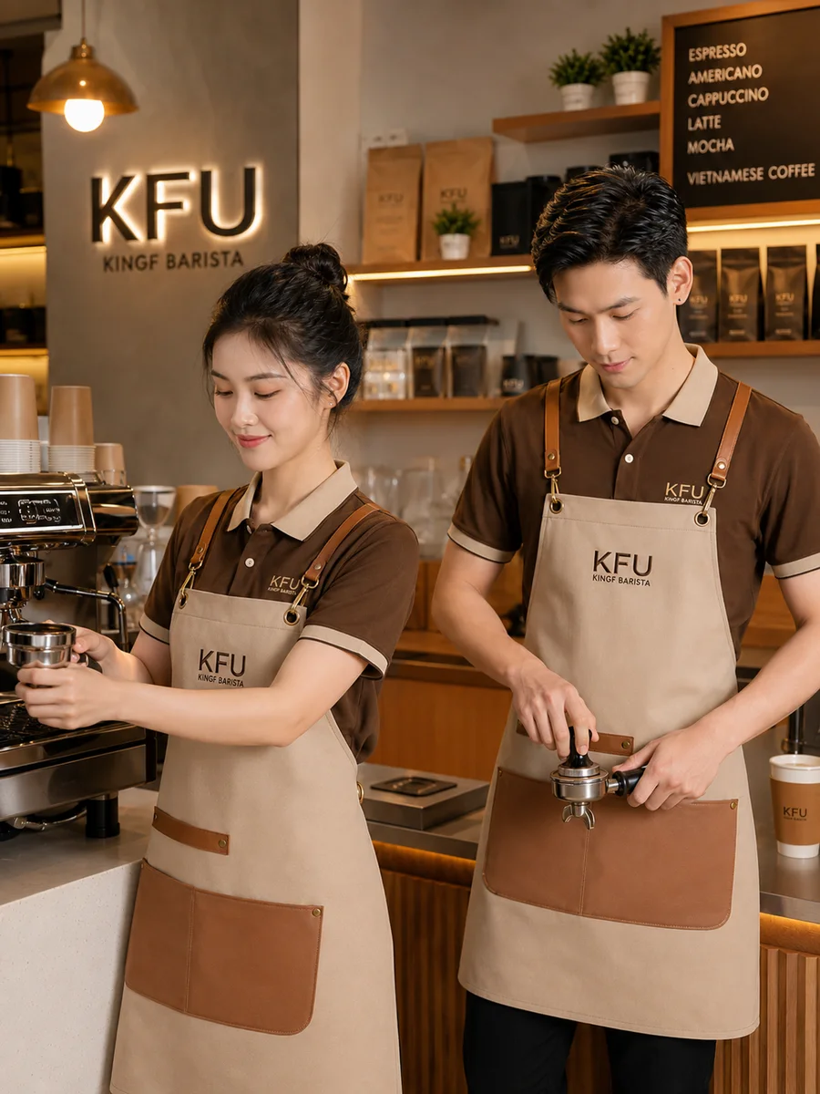 Đồng phục quán cafe KingF Barista Brown